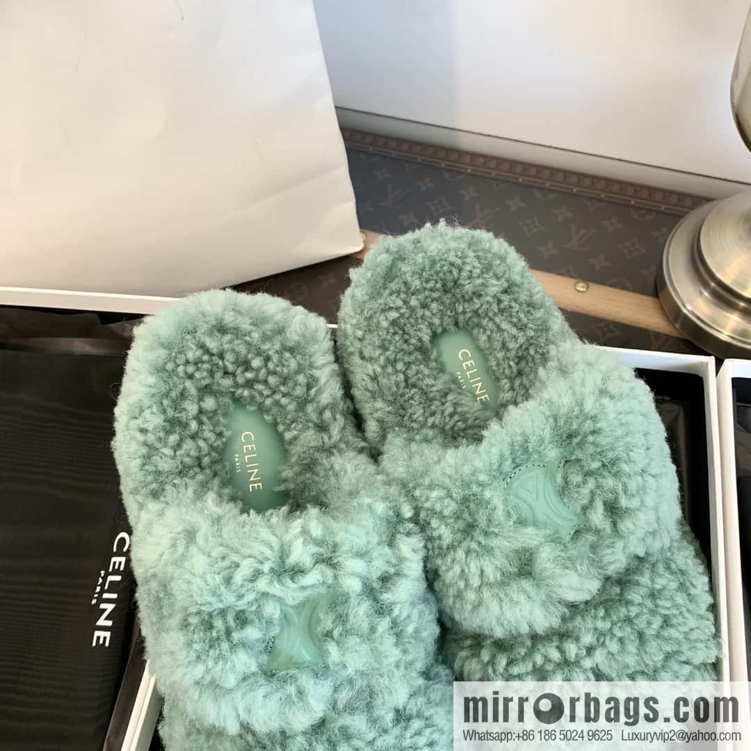 CELINE Autumn and winter Arc de Triomphe Mao Mao slippers