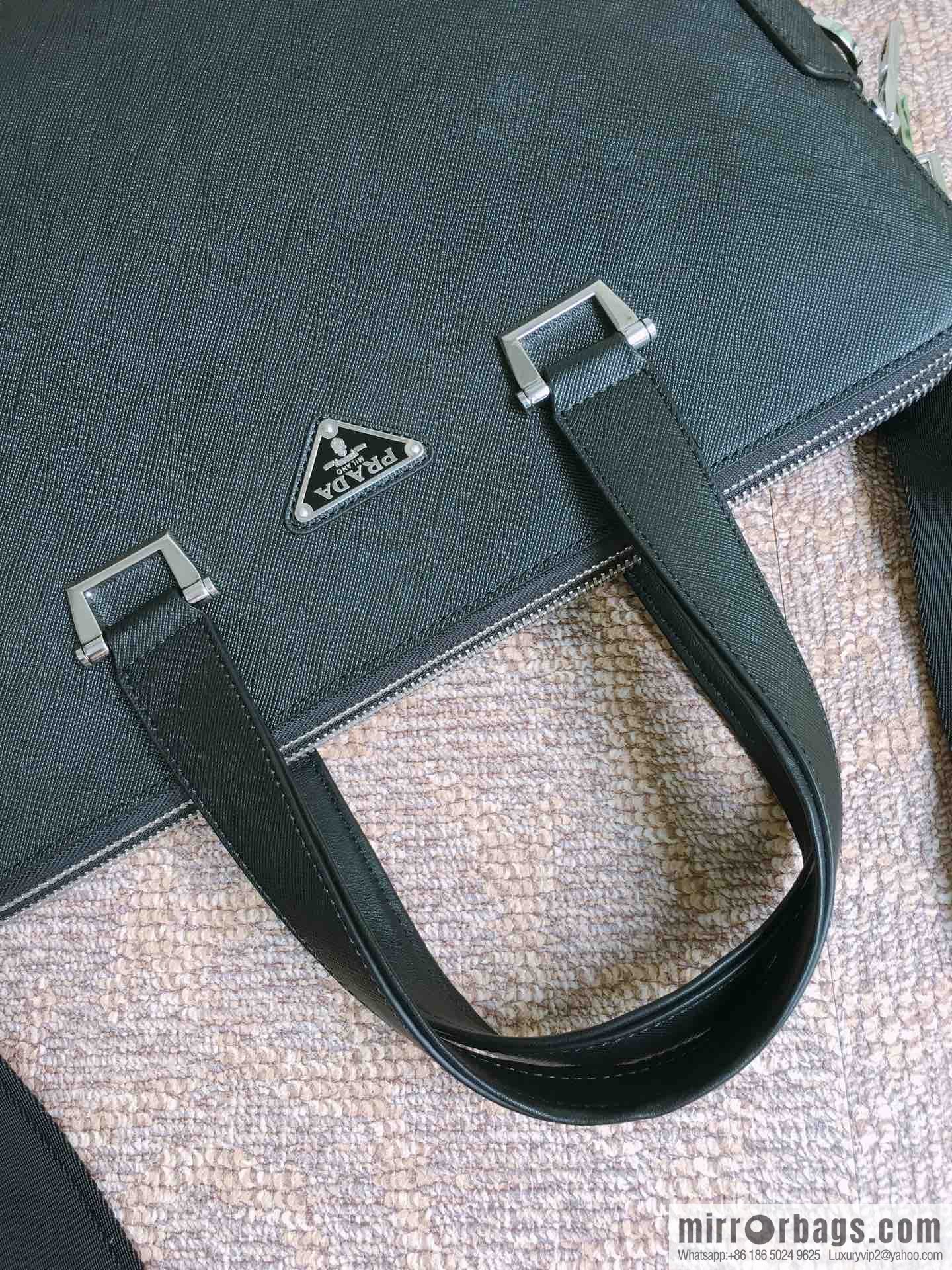 PRADA imported cross pattern leather briefcase