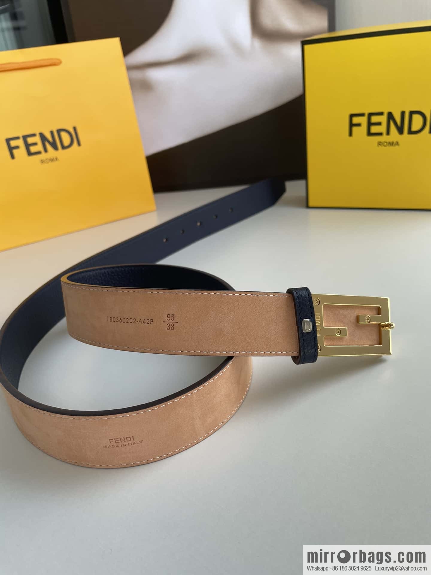 Fendi, Italian craft 3.5cmFF belt