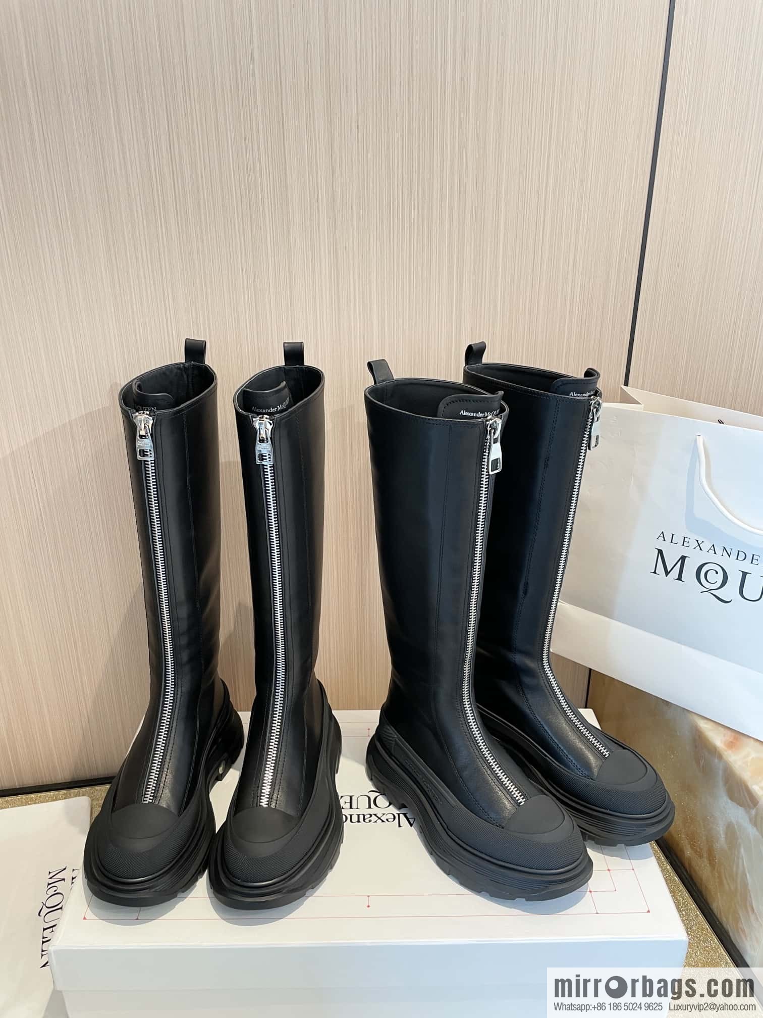 Alexander McQueen Front Zip Platform Knight Boots