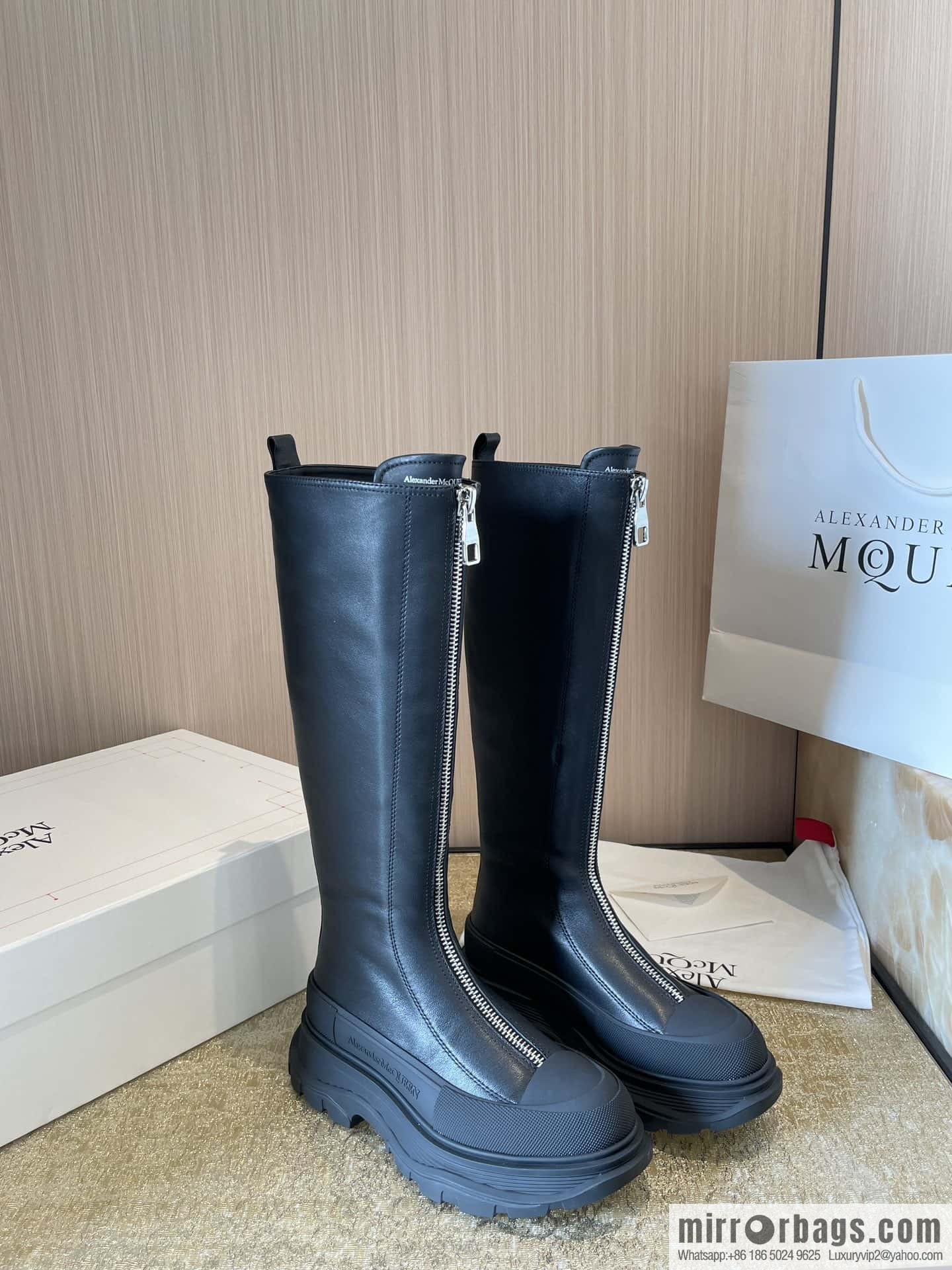Alexander McQueen Front Zip Platform Knight Boots