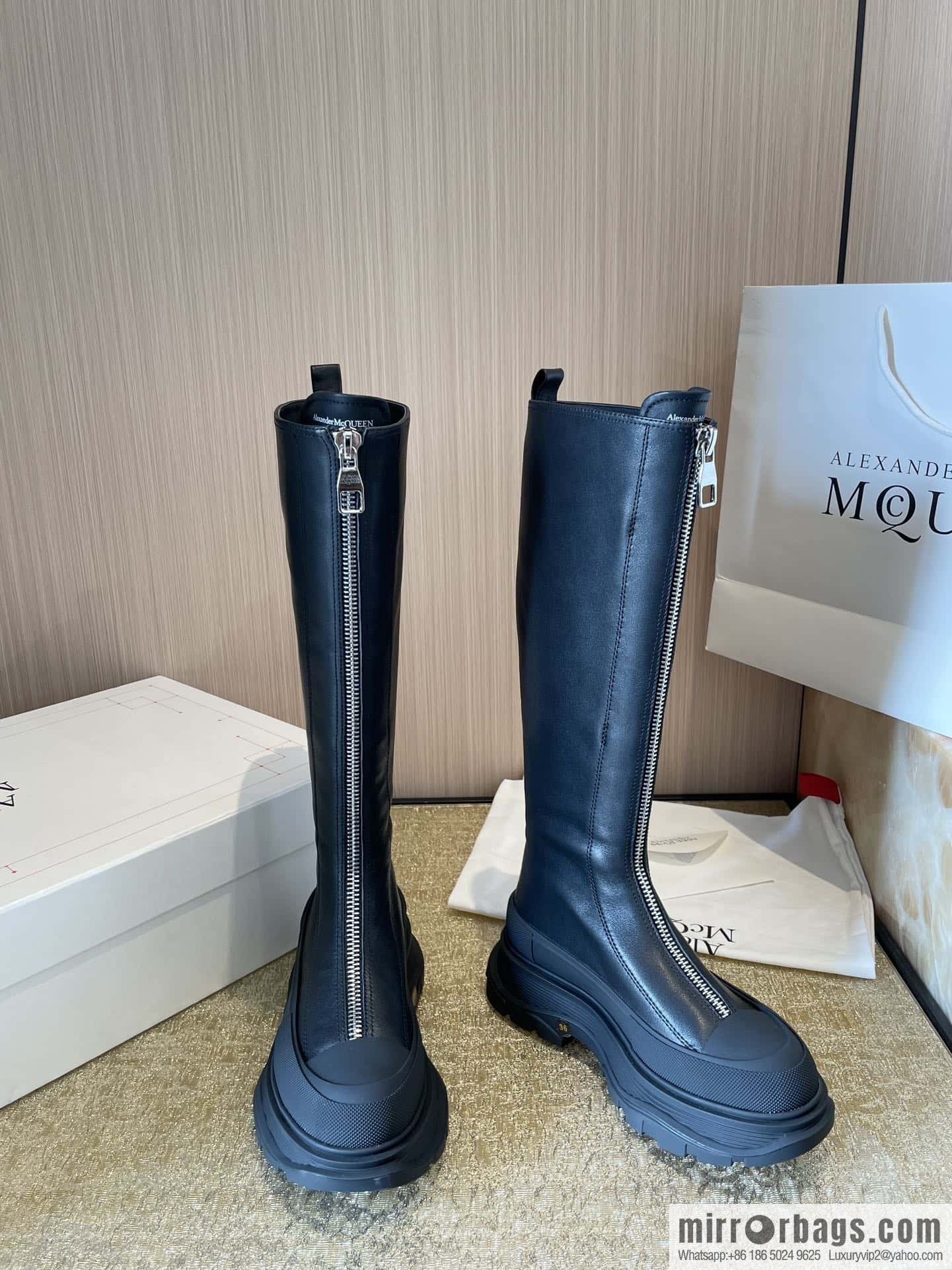 Alexander McQueen Front Zip Platform Knight Boots