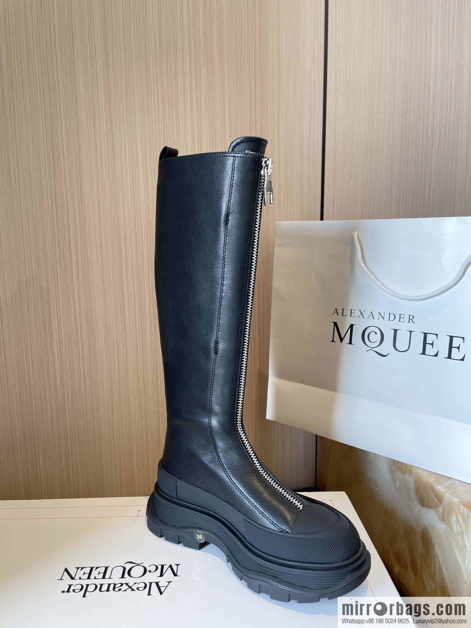 Alexander McQueen Front Zip Platform Knight Boots