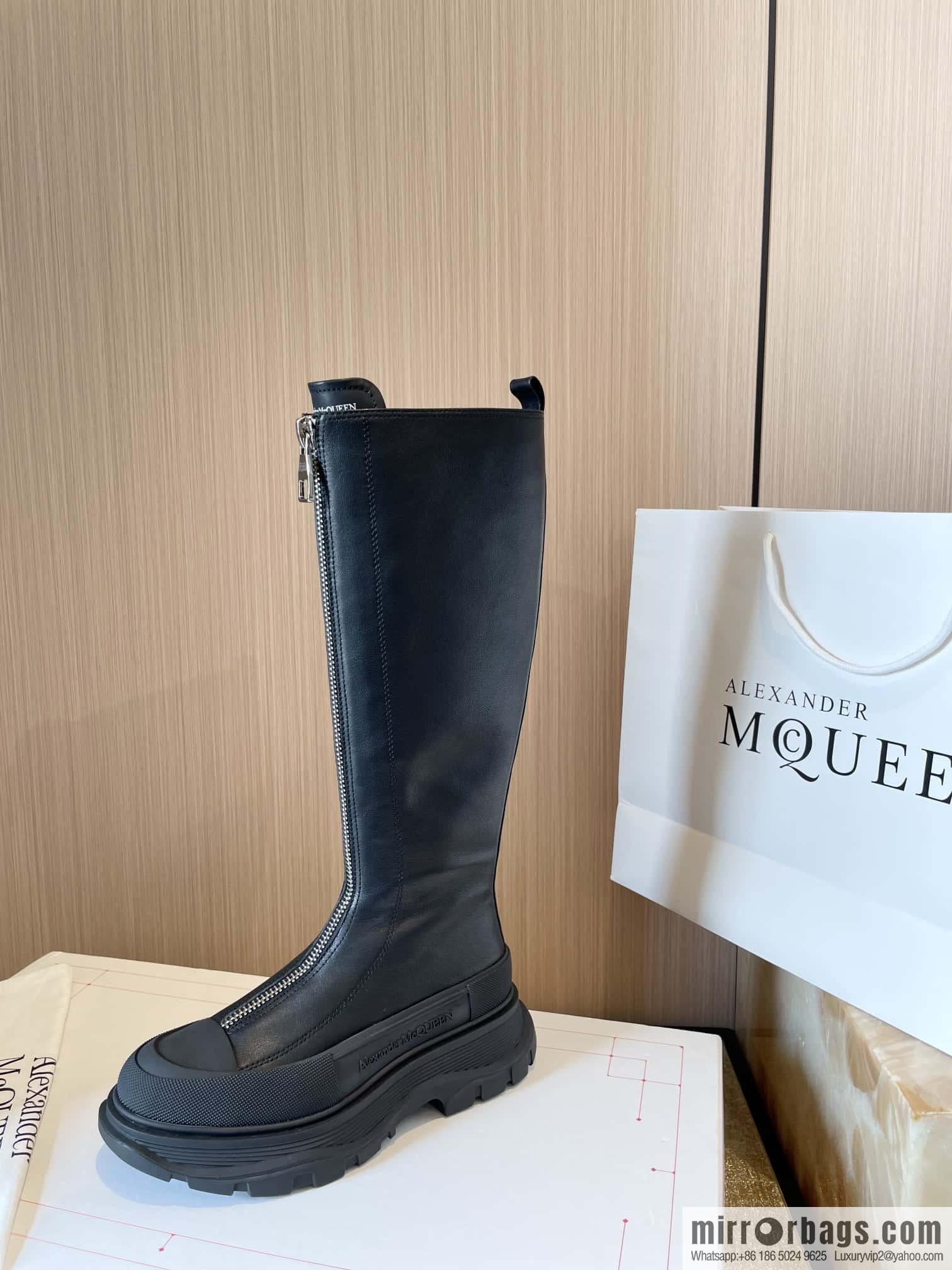 Alexander McQueen Front Zip Platform Knight Boots