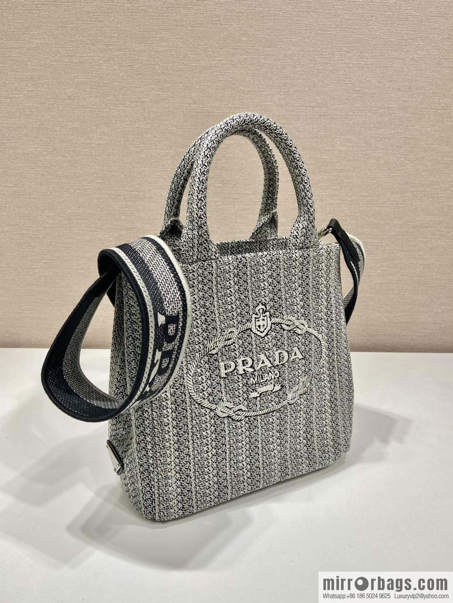 Prada embroidery tote bag 1BA343
