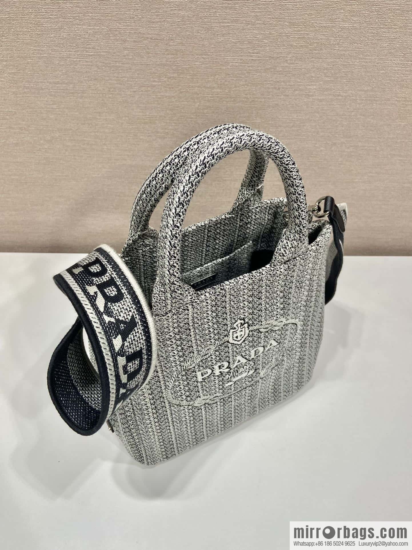 Prada embroidery tote bag 1BA343