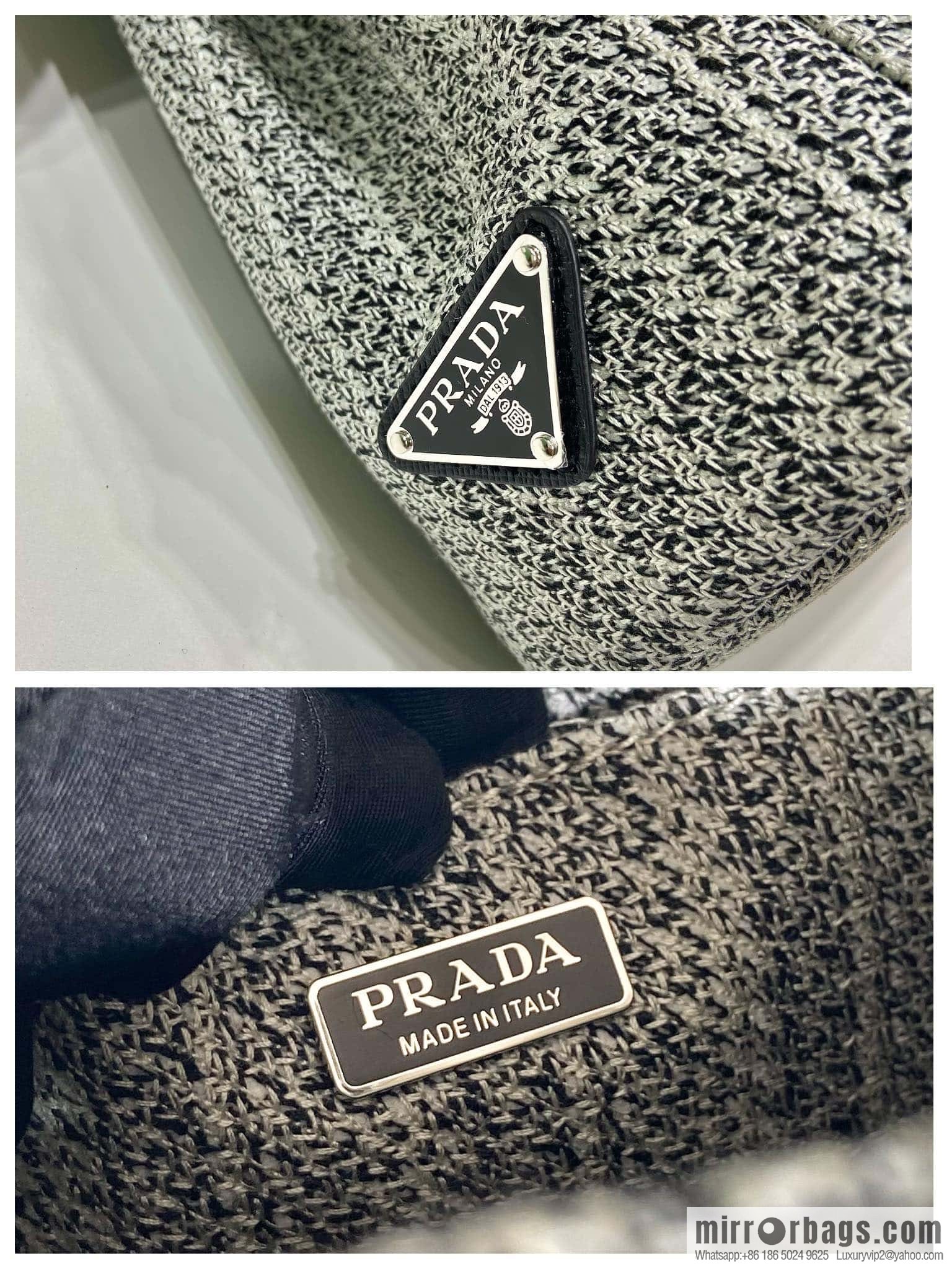 Prada embroidery tote bag 1BA343