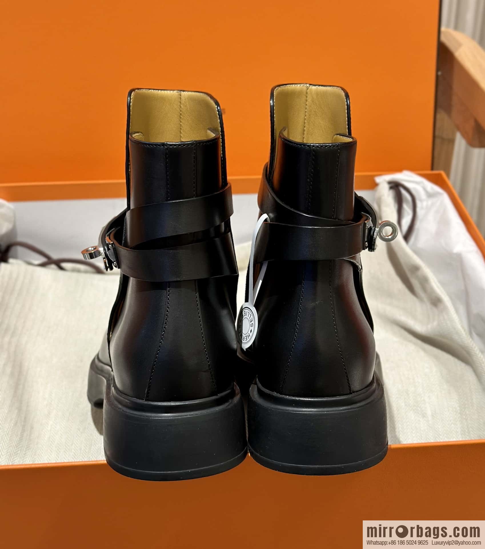 New version of Hermès Kelly platform boots, black