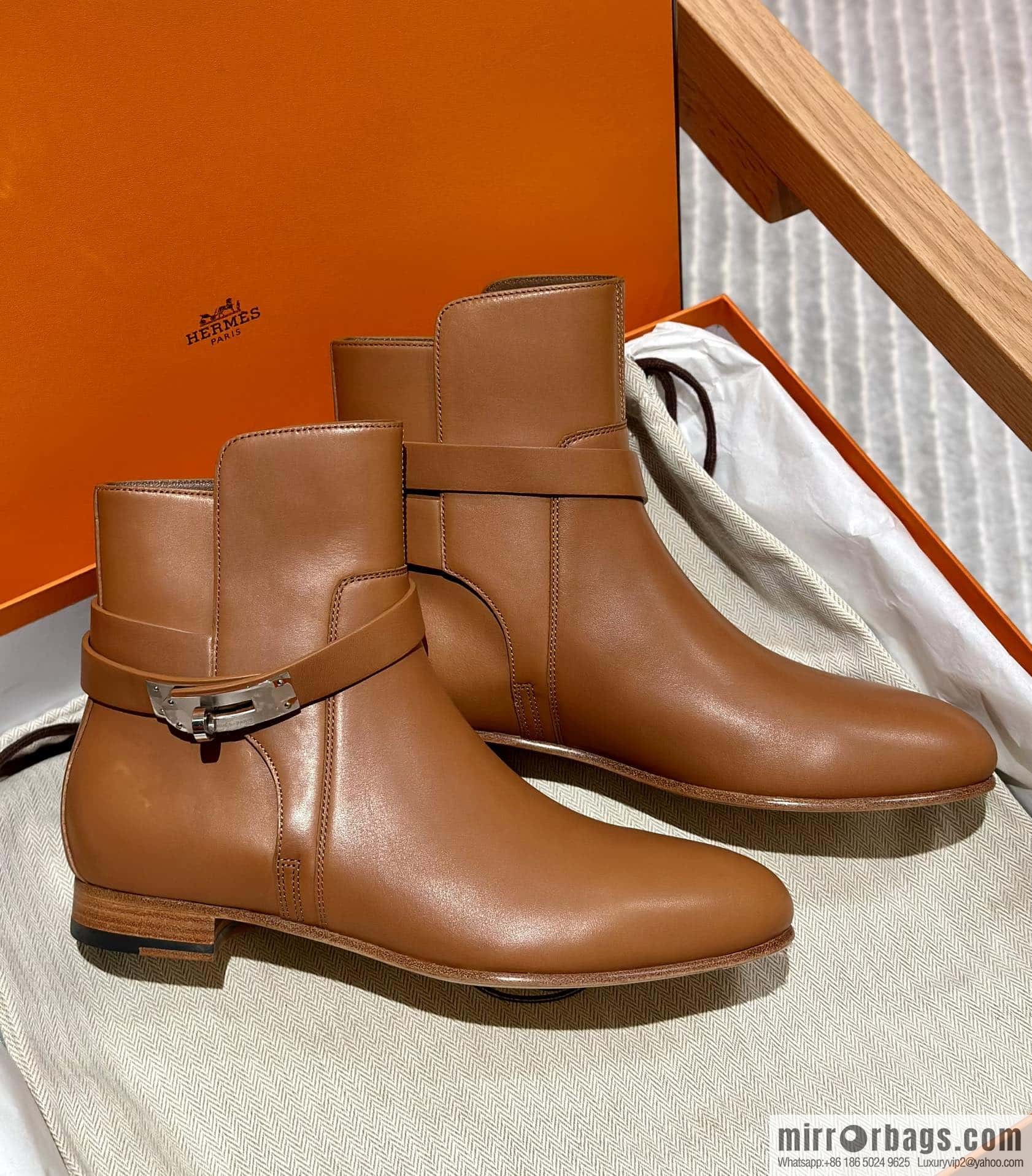 Hermès Kelly Buckle Boots, Brown