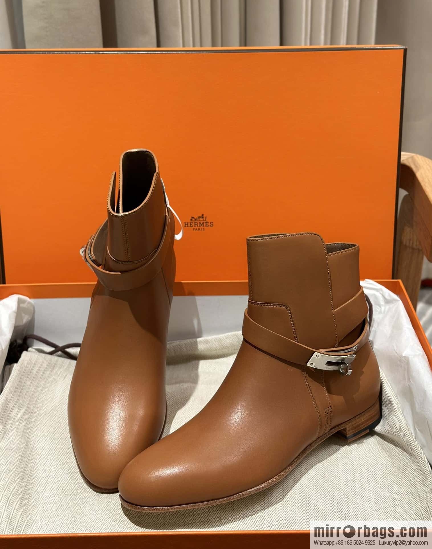 Hermès Kelly Buckle Boots, Brown