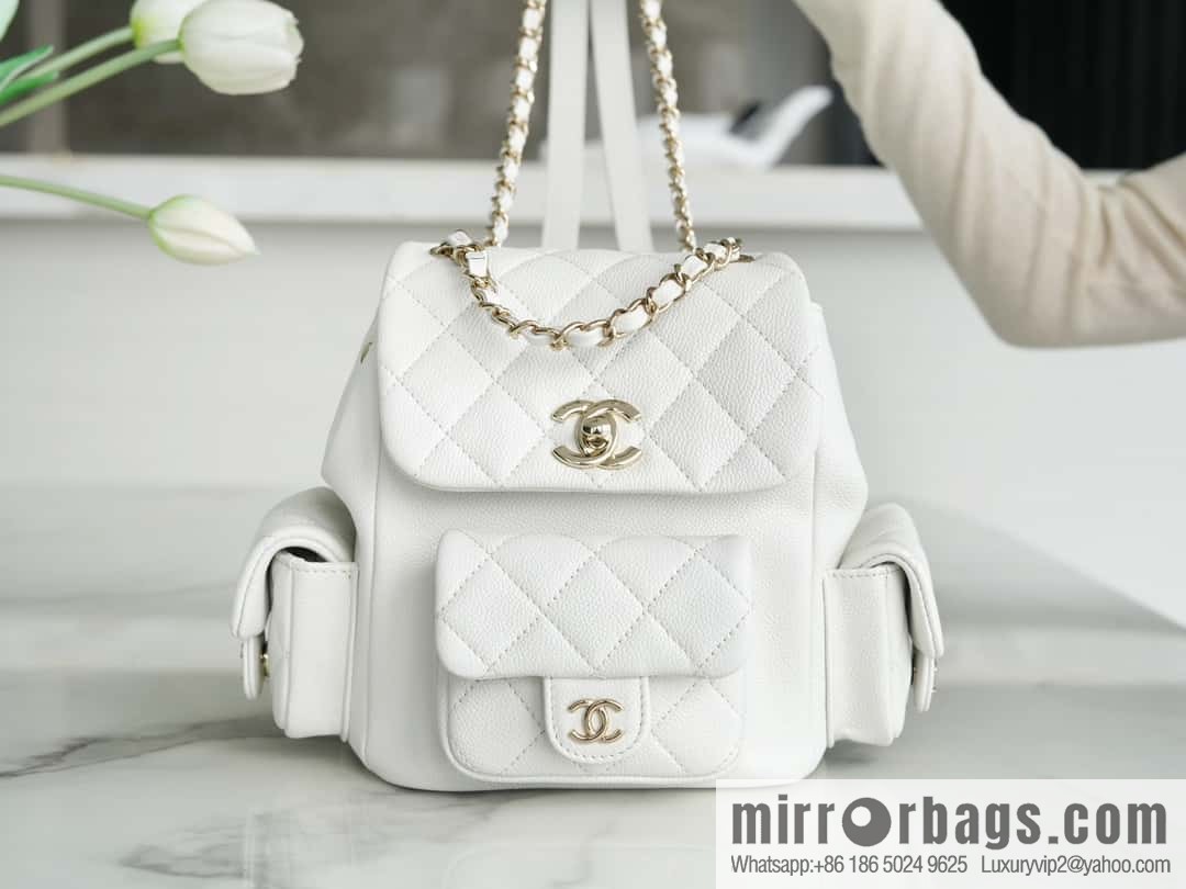 CHANEL 23K new, tank Dumas small shoulder backpack AS4399 white
