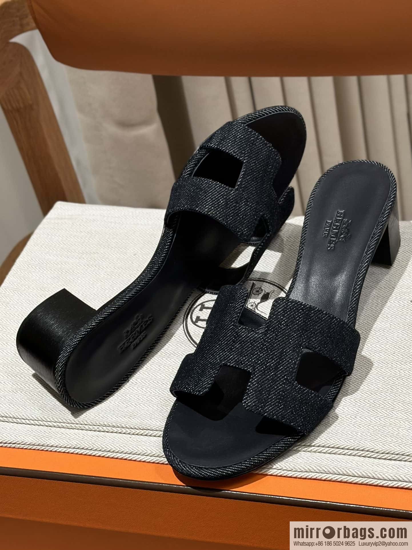 Hermès' latest denim high heels