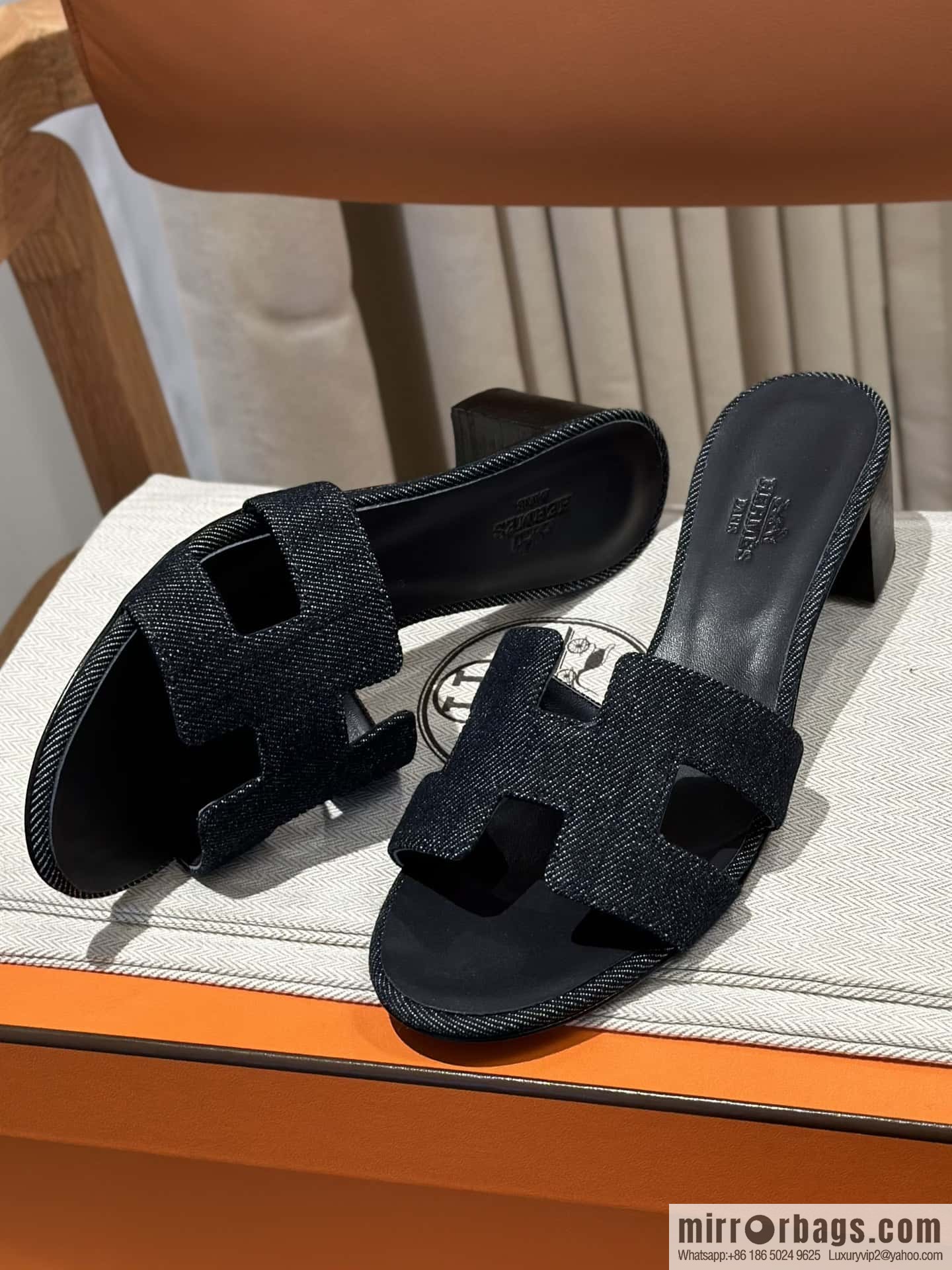 Hermès' latest denim high heels