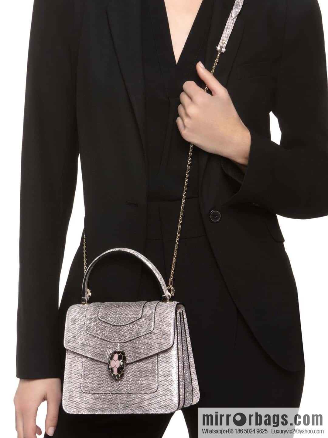 BVLGARI Bulgari Sprpenti Forever snake skin tote bag 18CM 383292