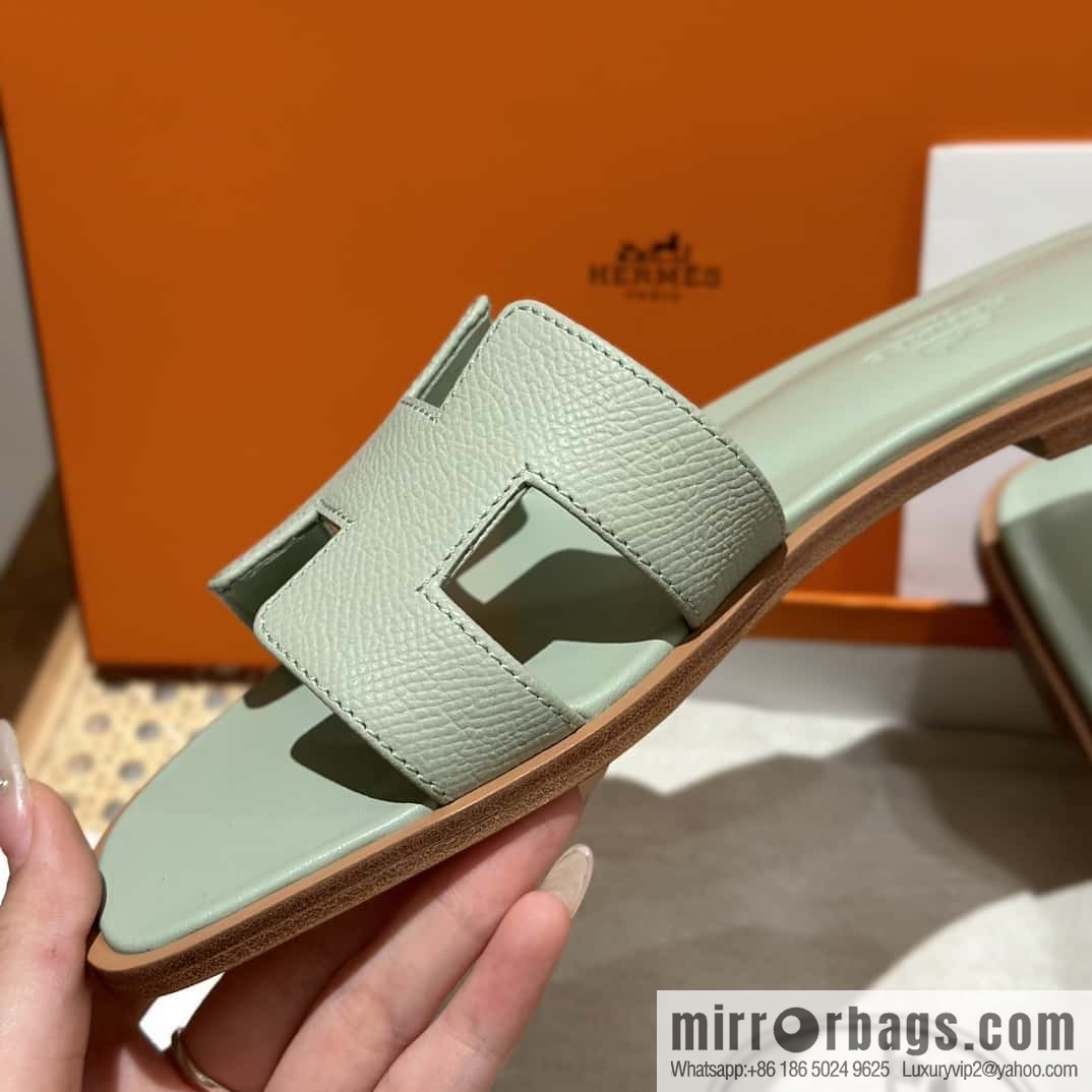 Hermès leather outsole H slippers