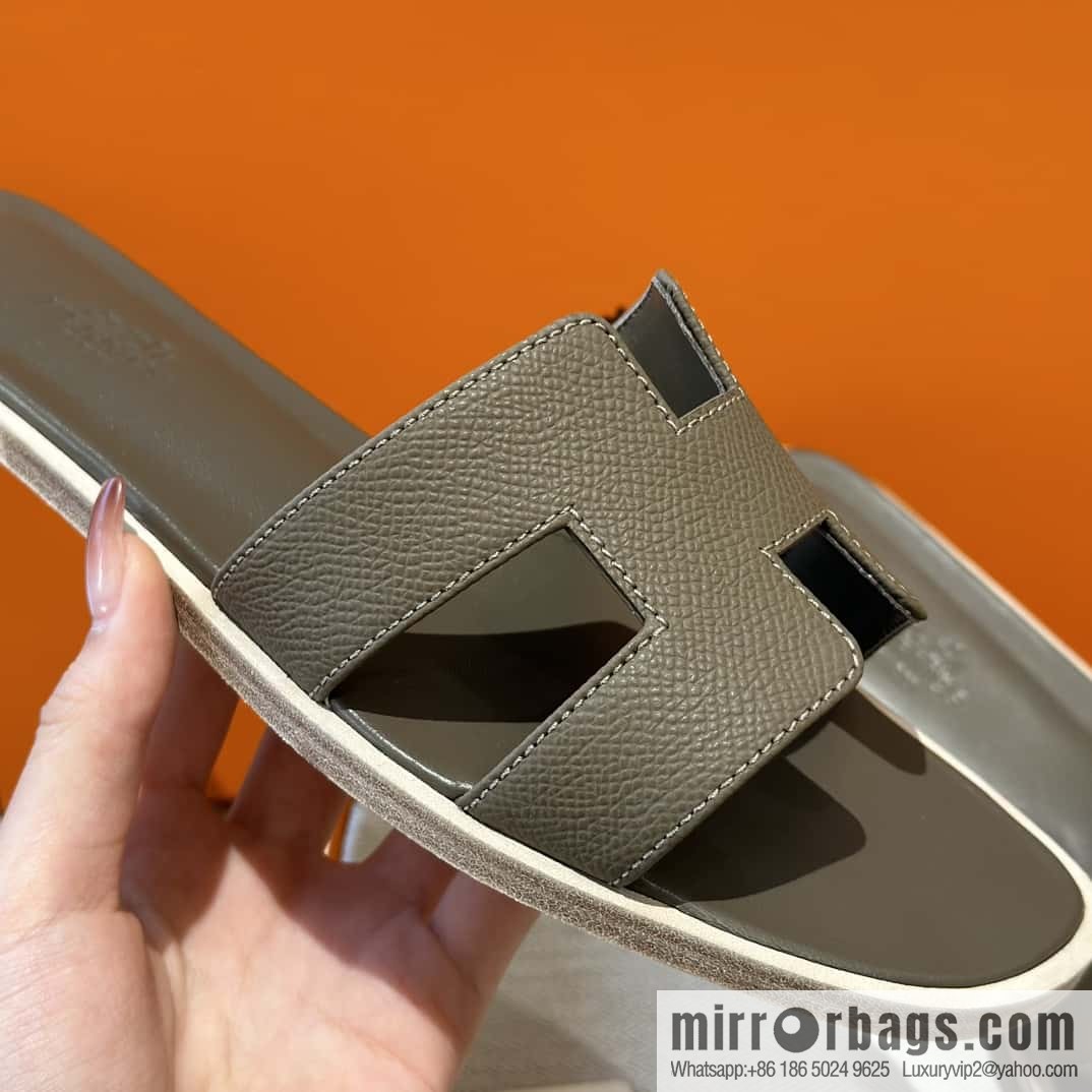 Hermès leather outsole H slippers