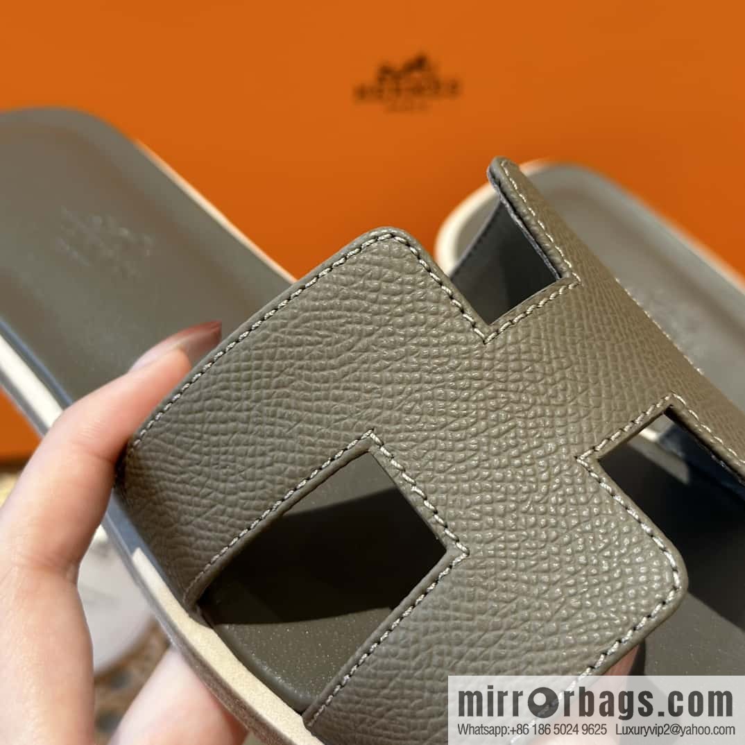 Hermès leather outsole H slippers