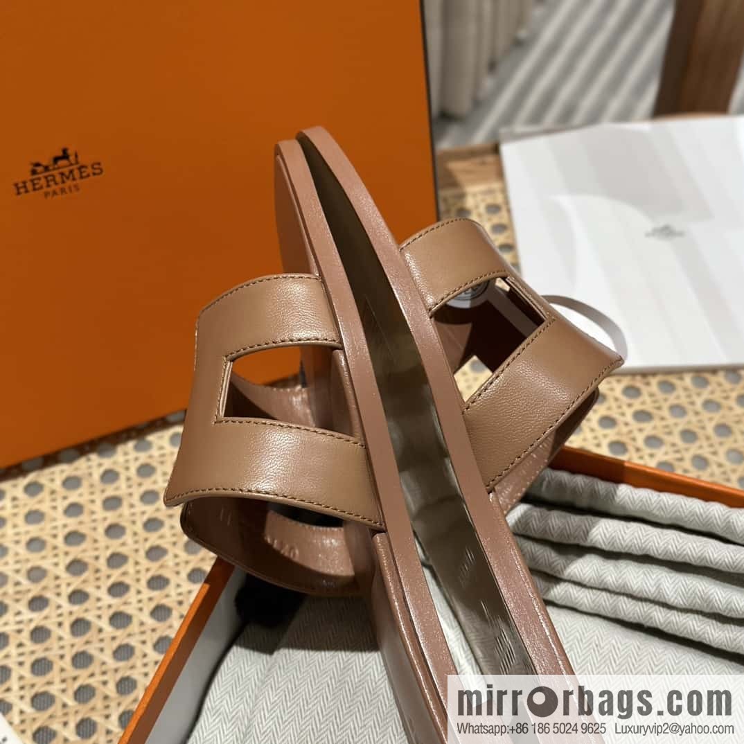 Hermès leather outsole H slippers