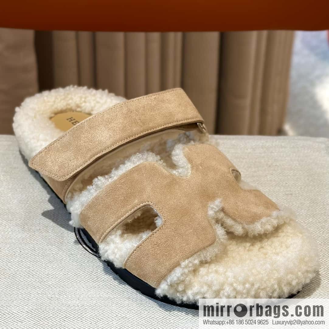 Hermès plush second uncle shoes Chypre sandals