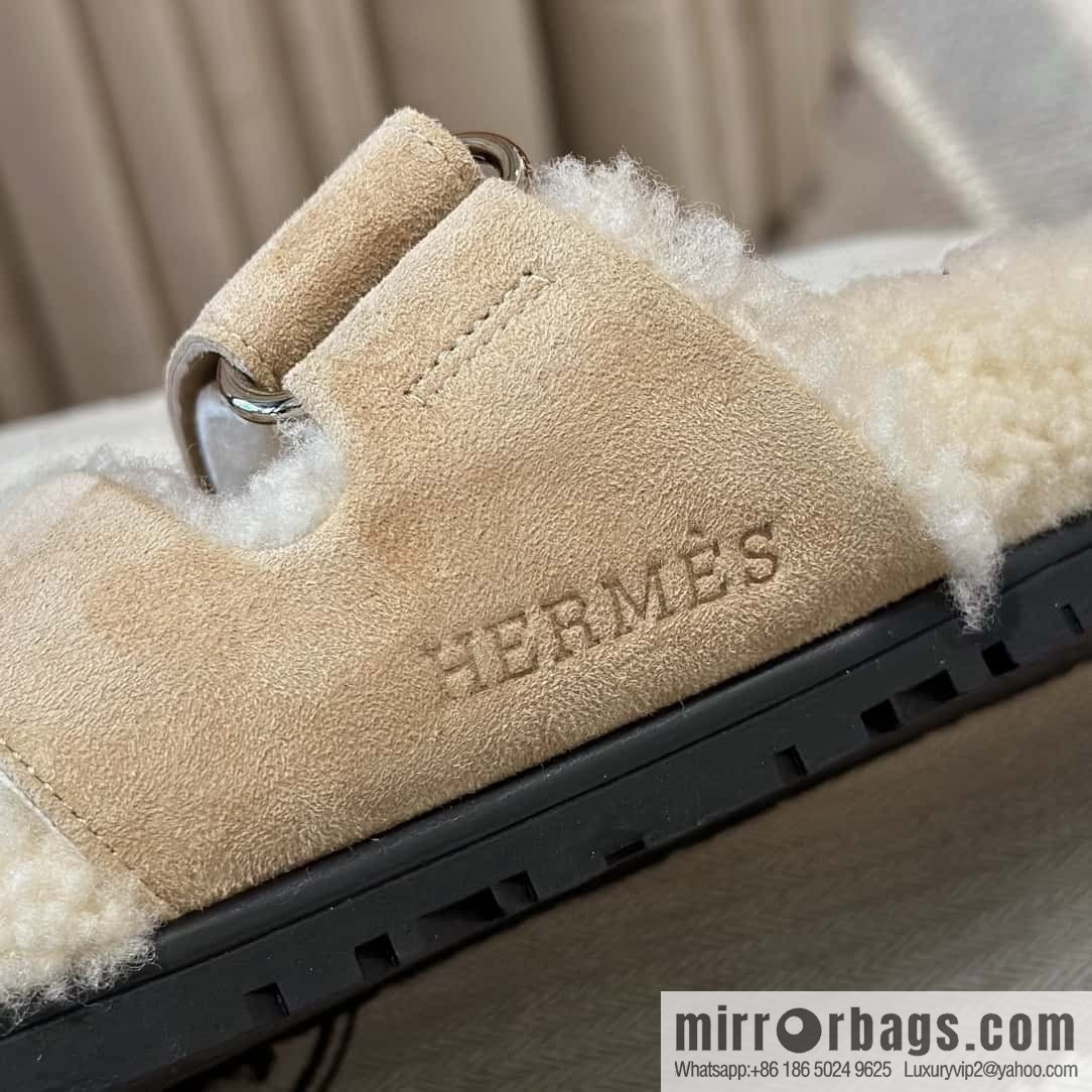 Hermès plush second uncle shoes Chypre sandals