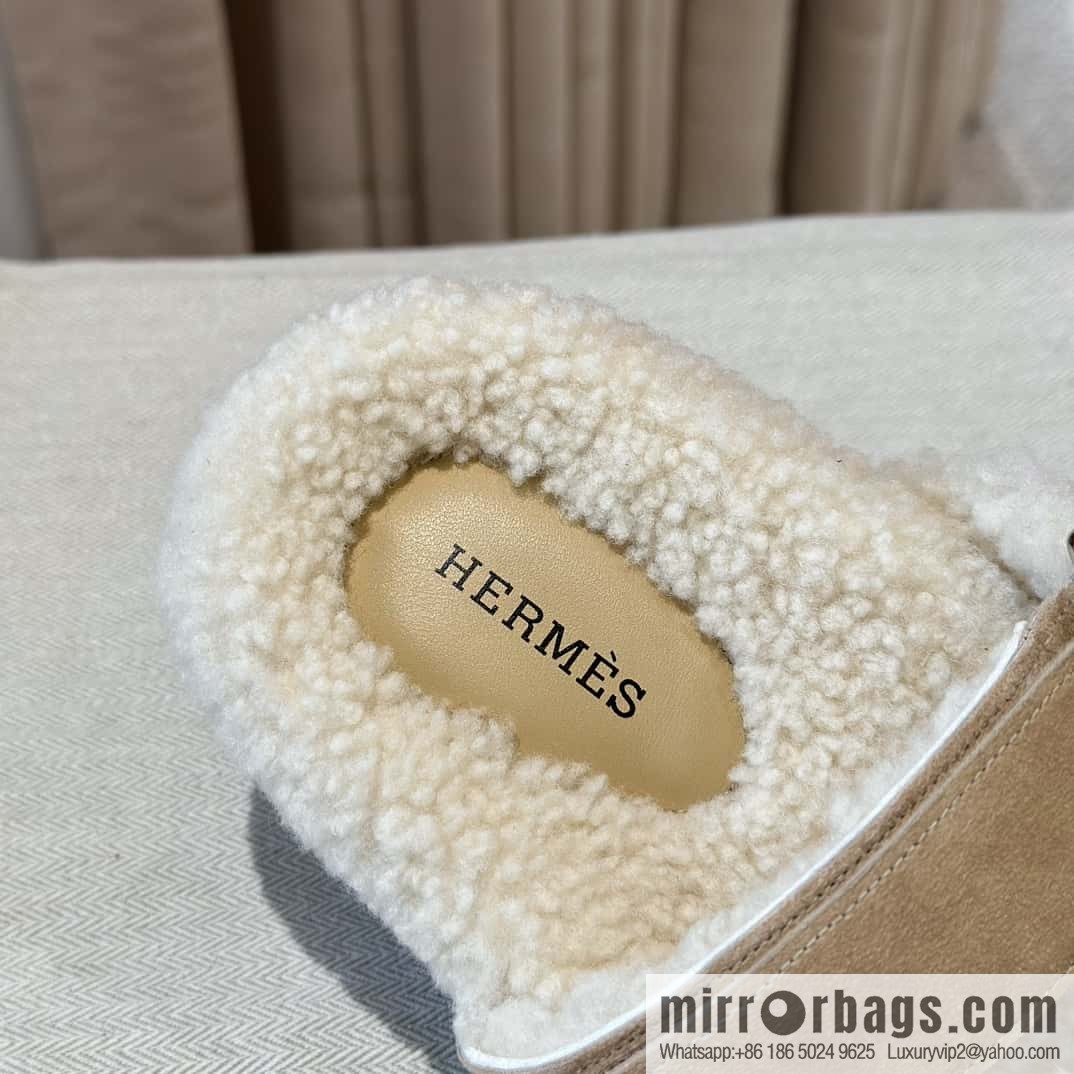 Hermès plush second uncle shoes Chypre sandals