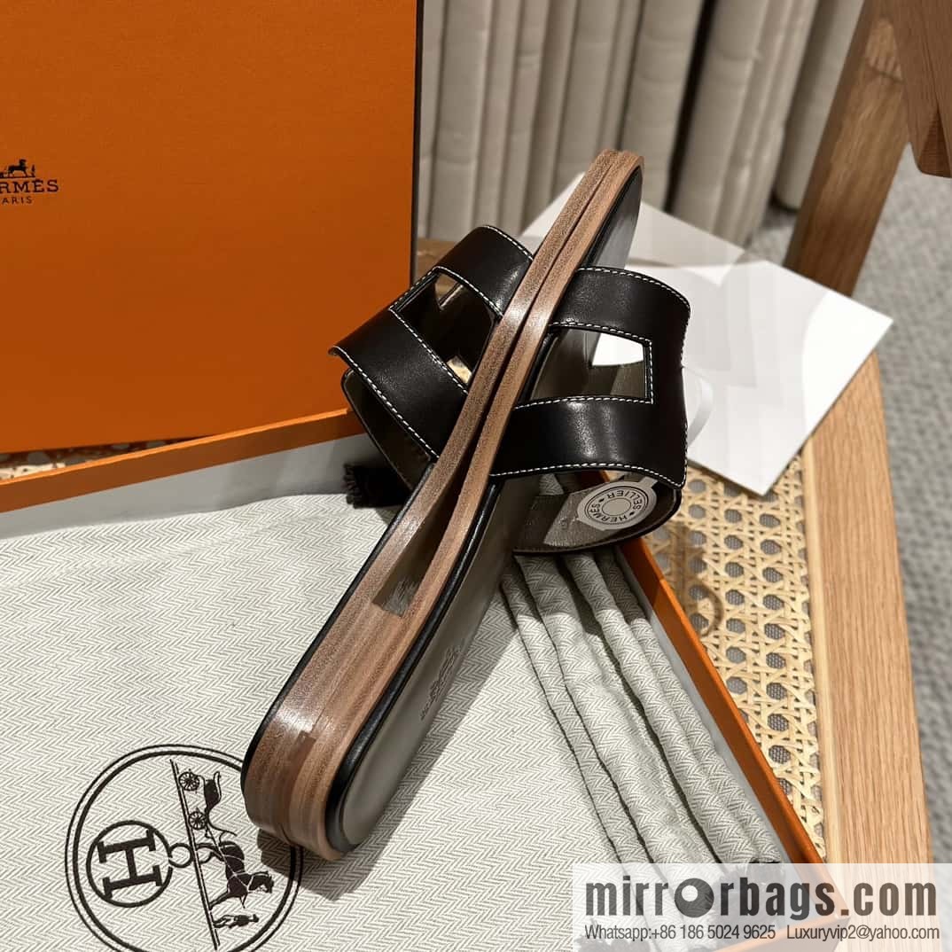 Hermès leather outsole H slippers