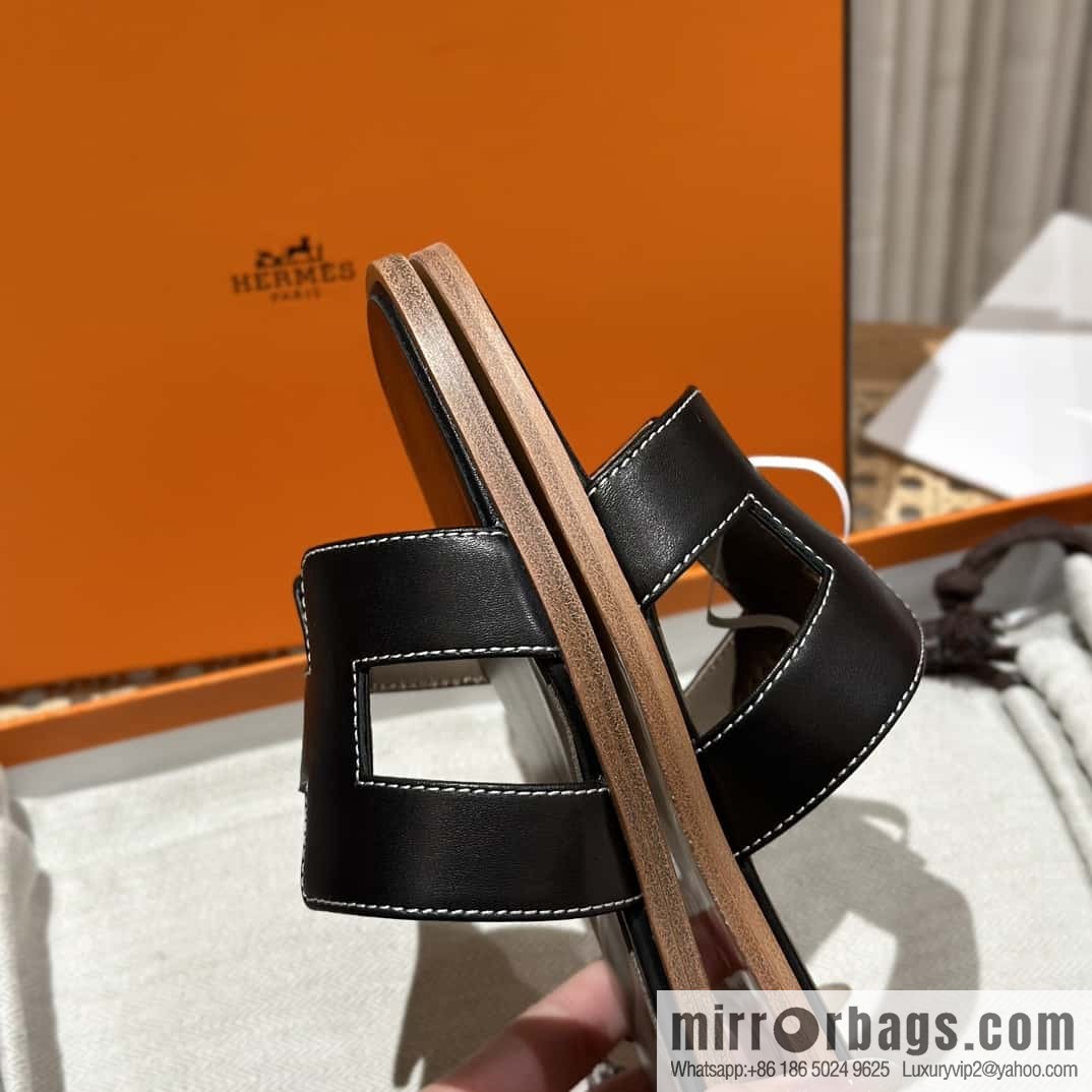 Hermès leather outsole H slippers