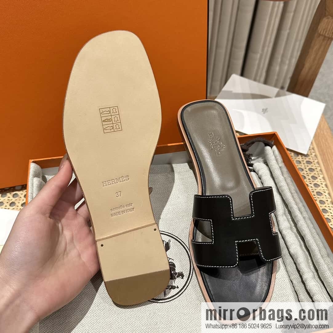 Hermès leather outsole H slippers