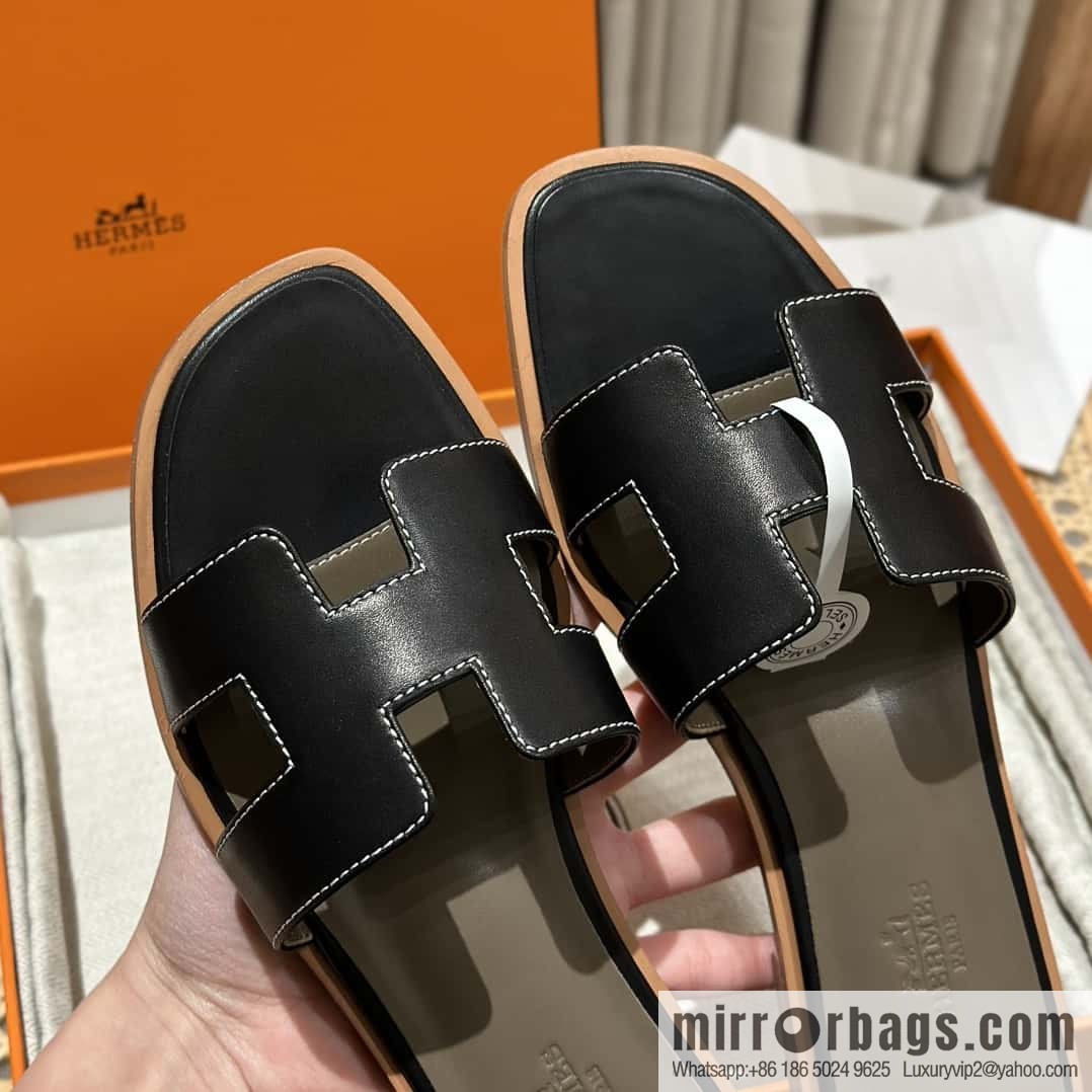 Hermès leather outsole H slippers