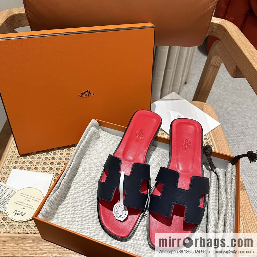 Hermès leather outsole H slippers
