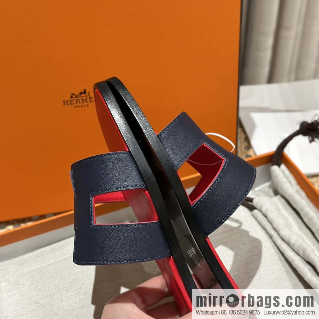 Hermès leather outsole H slippers