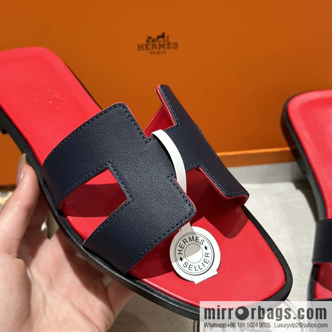 Hermès leather outsole H slippers
