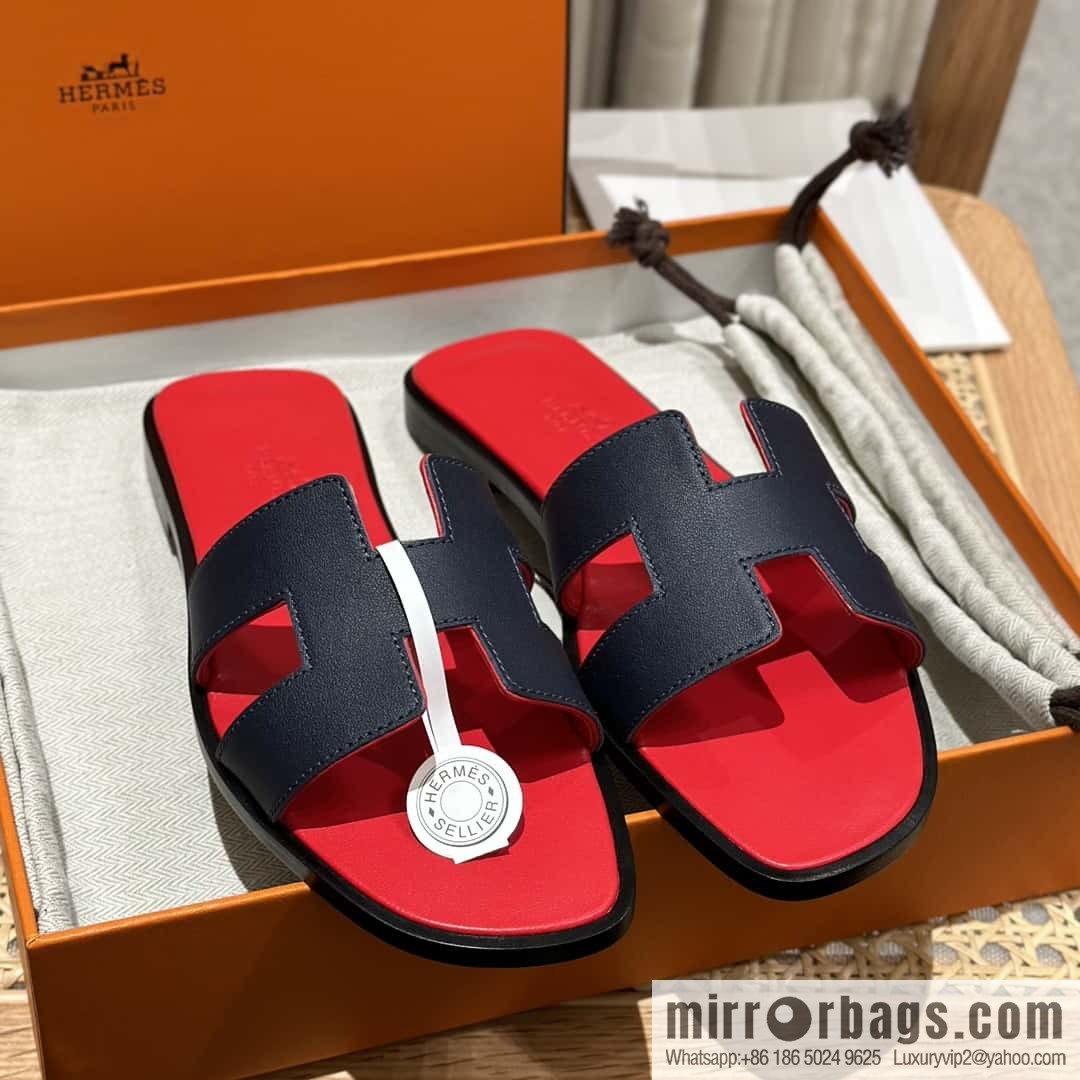 Hermès leather outsole H slippers