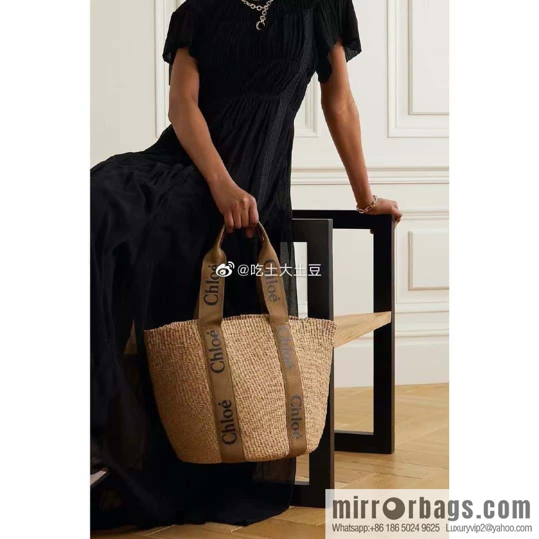 Chloe Large Woody Basket Bag 6865 Large Single Green 48CM