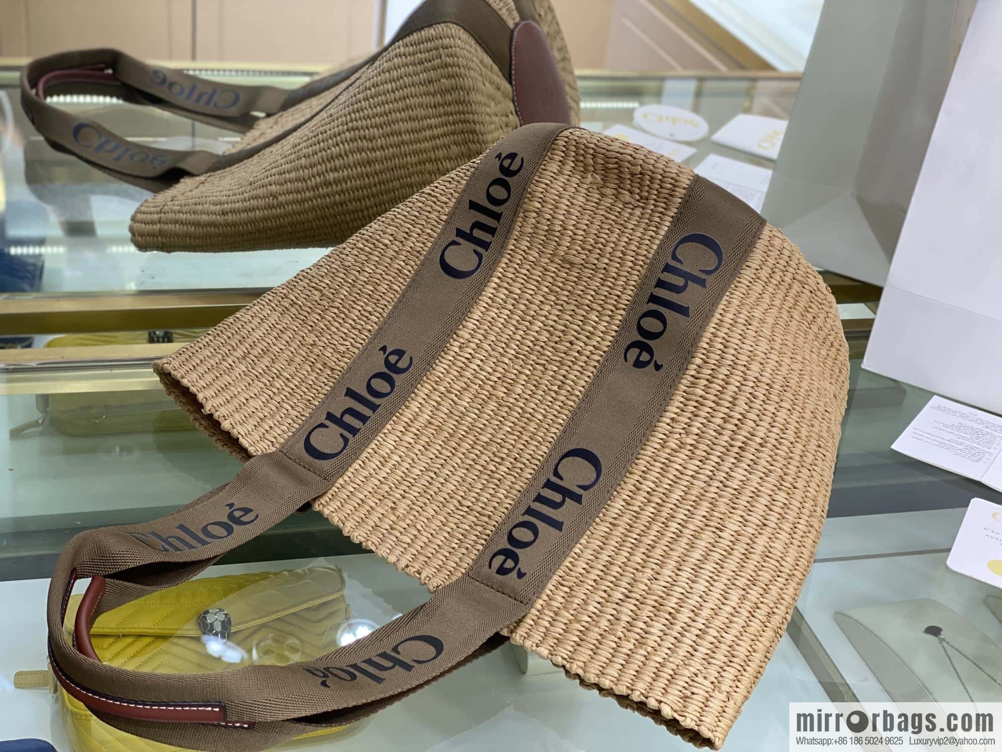 Chloe Large Woody Basket Bag 6865 Large Single Green 48CM