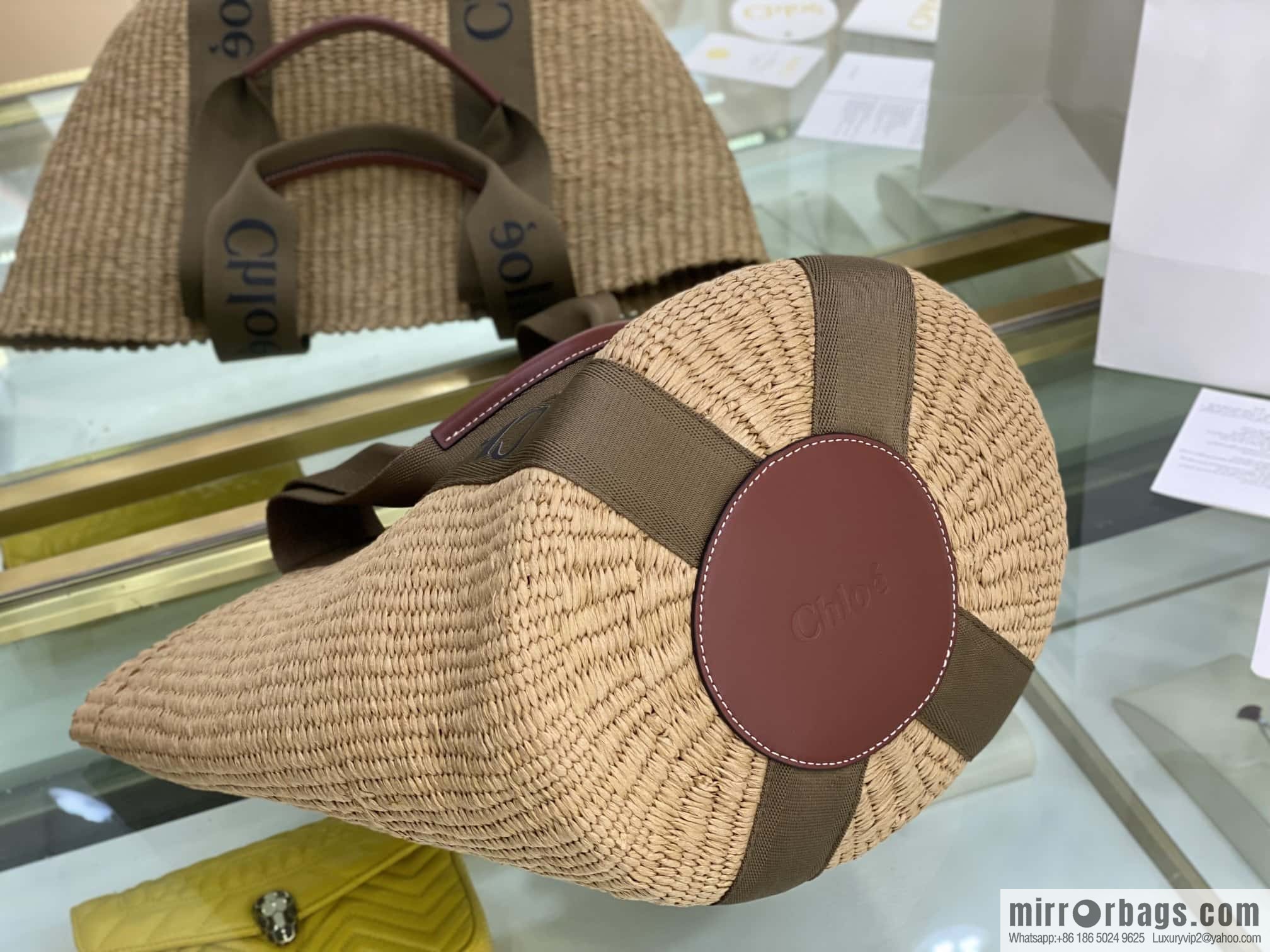 Chloe Large Woody Basket Bag 6865 Large Single Green 48CM