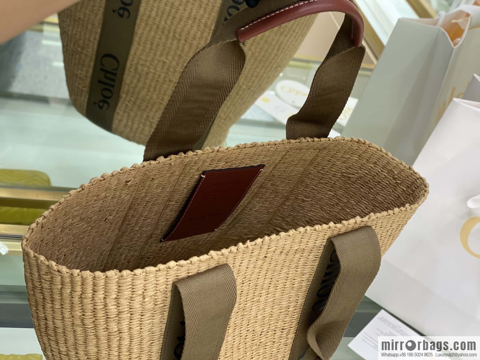 Chloe Large Woody Basket Bag 6865 Large Single Green 48CM