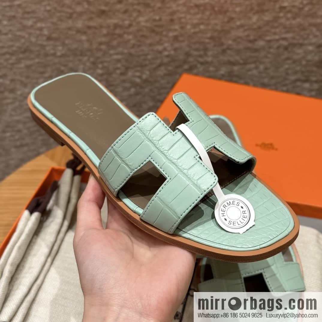 Hermès crocodile slippers
