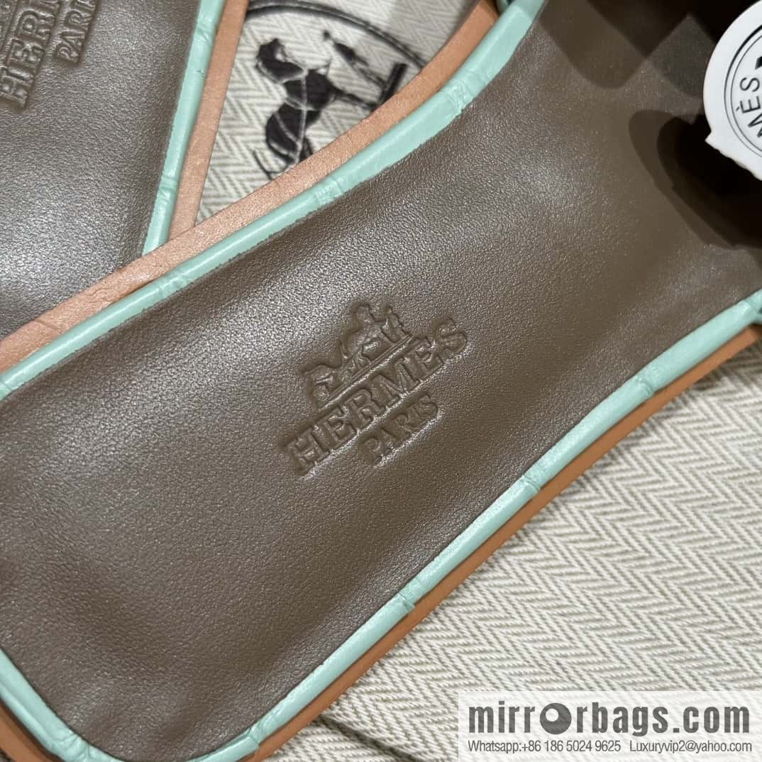 Hermès crocodile slippers