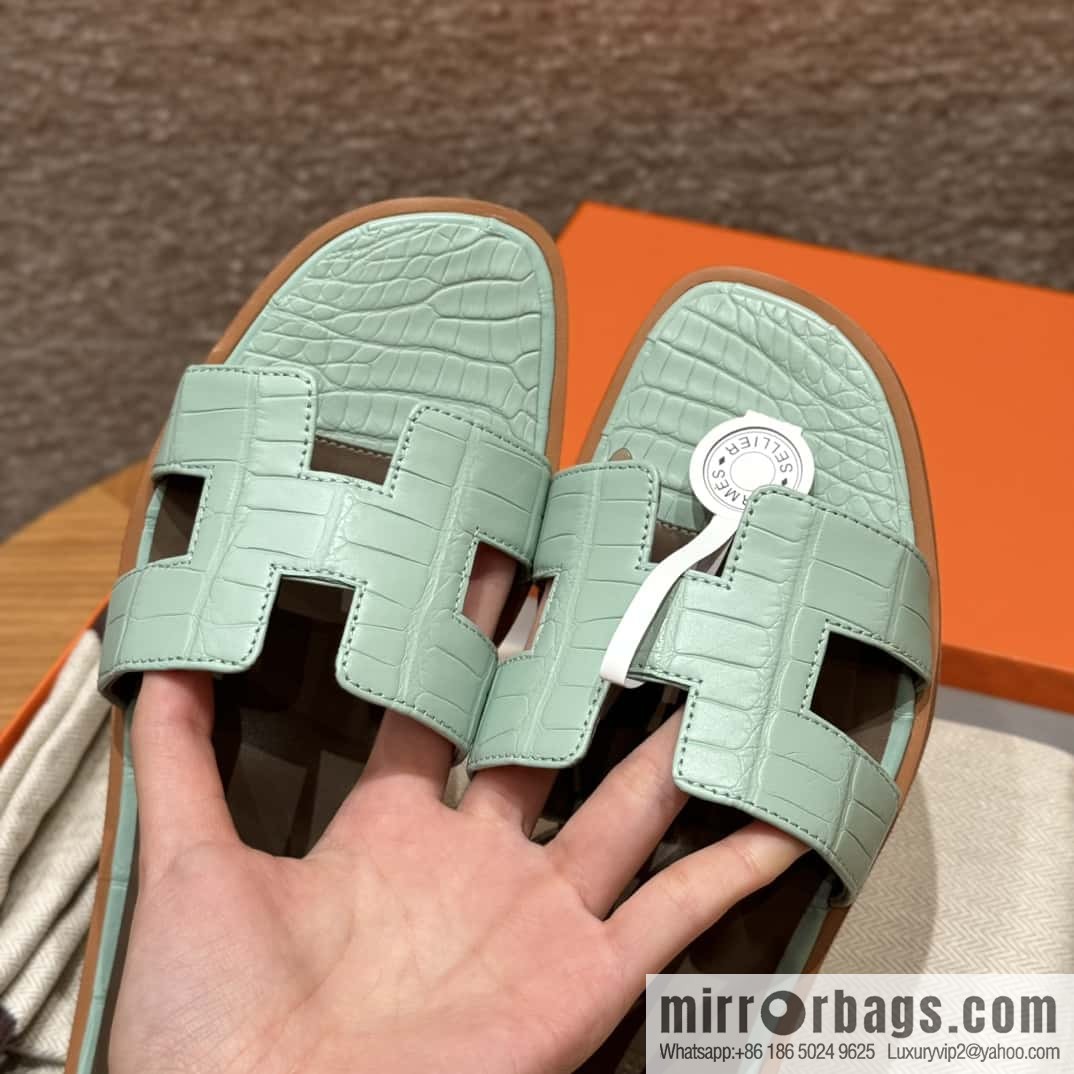 Hermès crocodile slippers