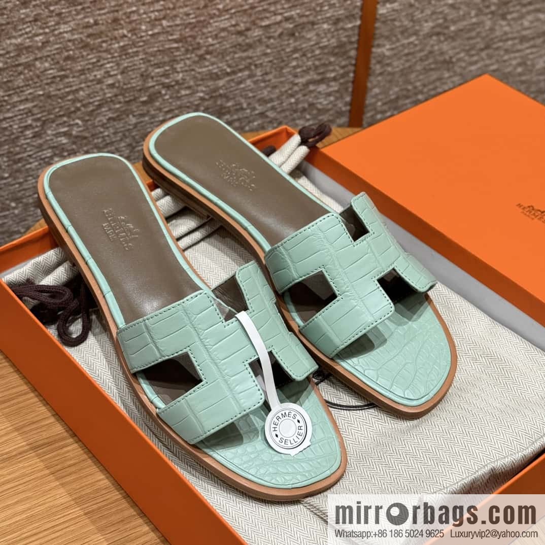 Hermès crocodile slippers
