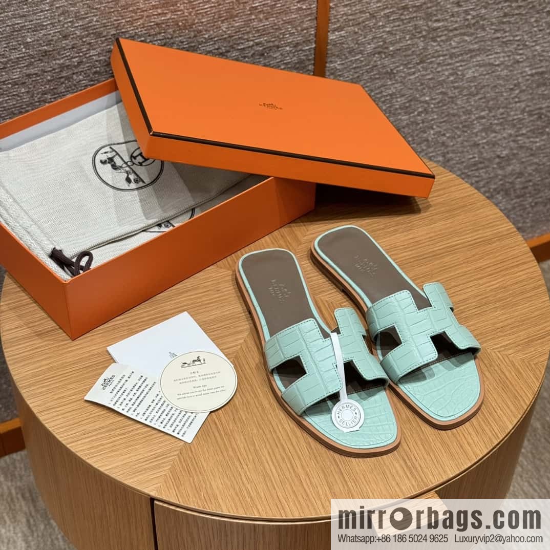 Hermès crocodile slippers