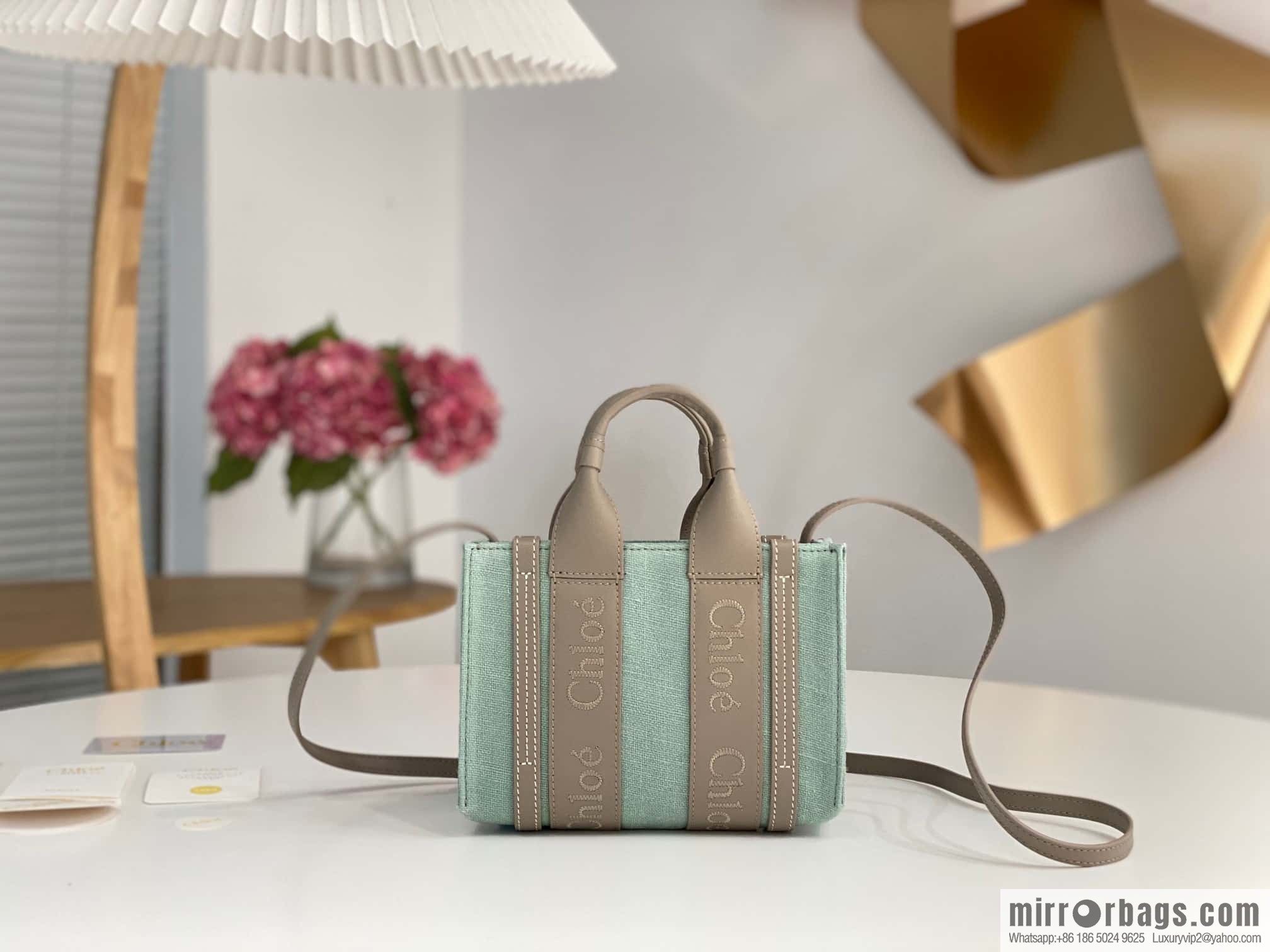 Chloe Woody Linen with Pitot Bag, Avocado Green with Grey Mini20CM