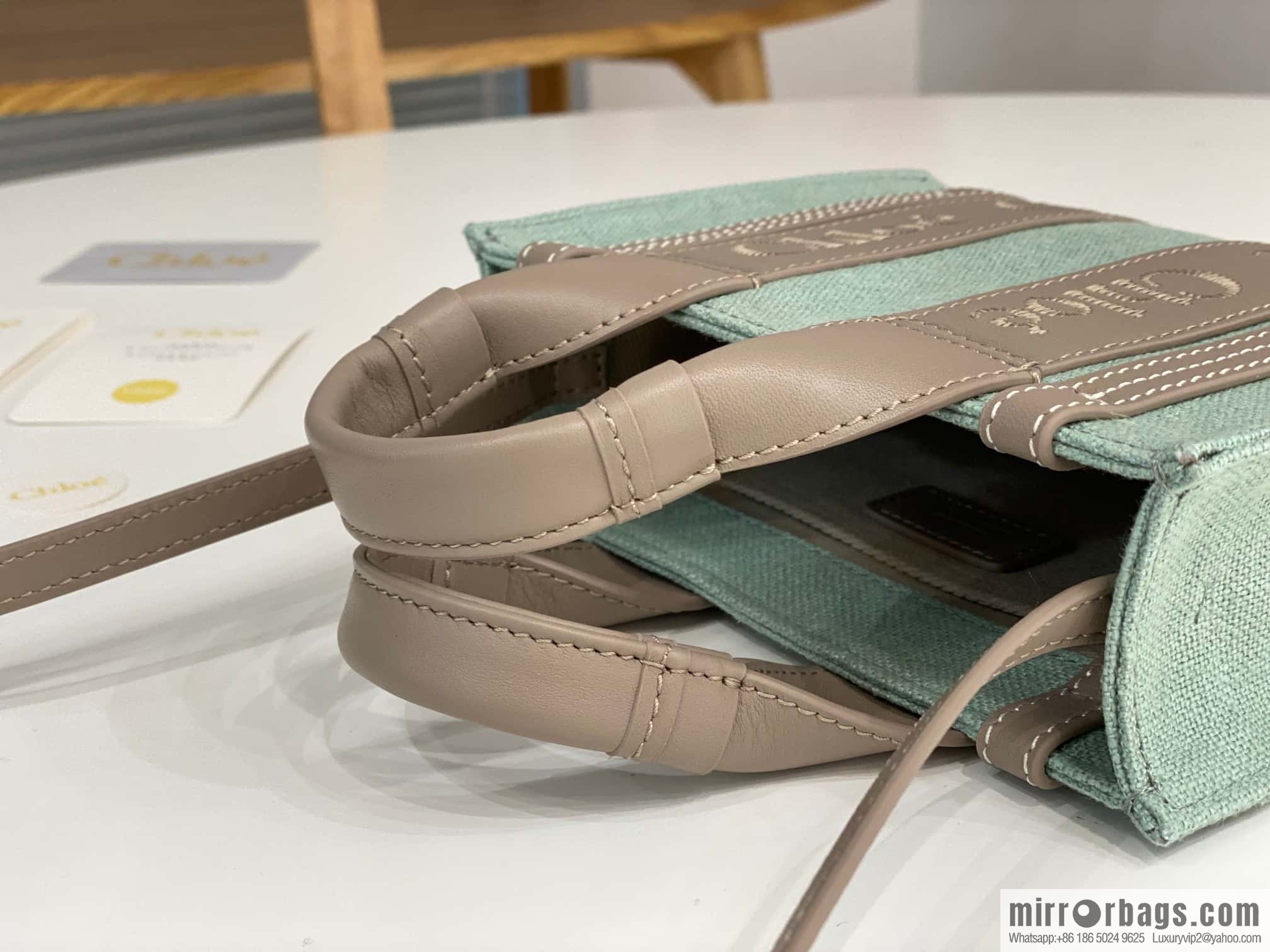 Chloe Woody Linen with Pitot Bag, Avocado Green with Grey Mini20CM