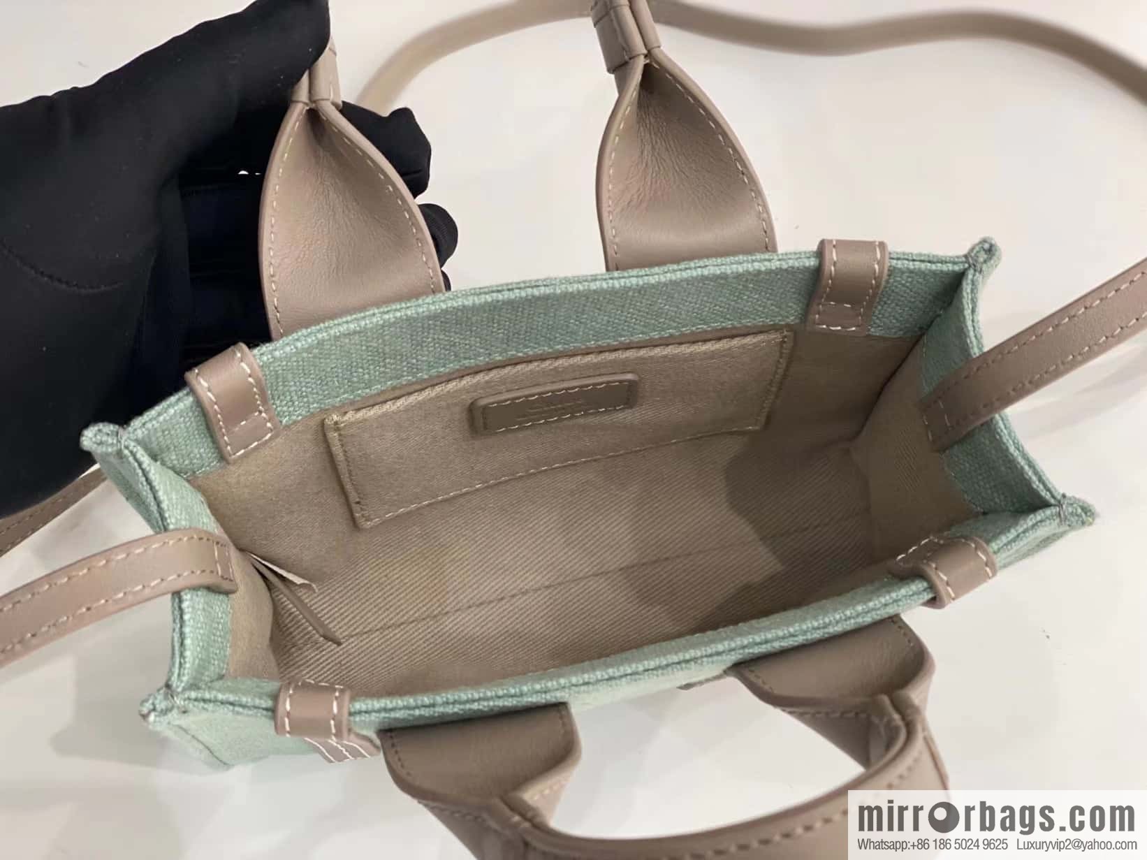 Chloe Woody Linen with Pitot Bag, Avocado Green with Grey Mini20CM