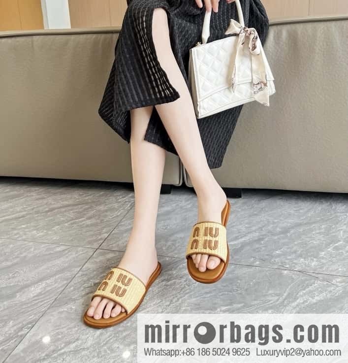 Miao Miao | | Spring and summer raffia woven alphabet slippers