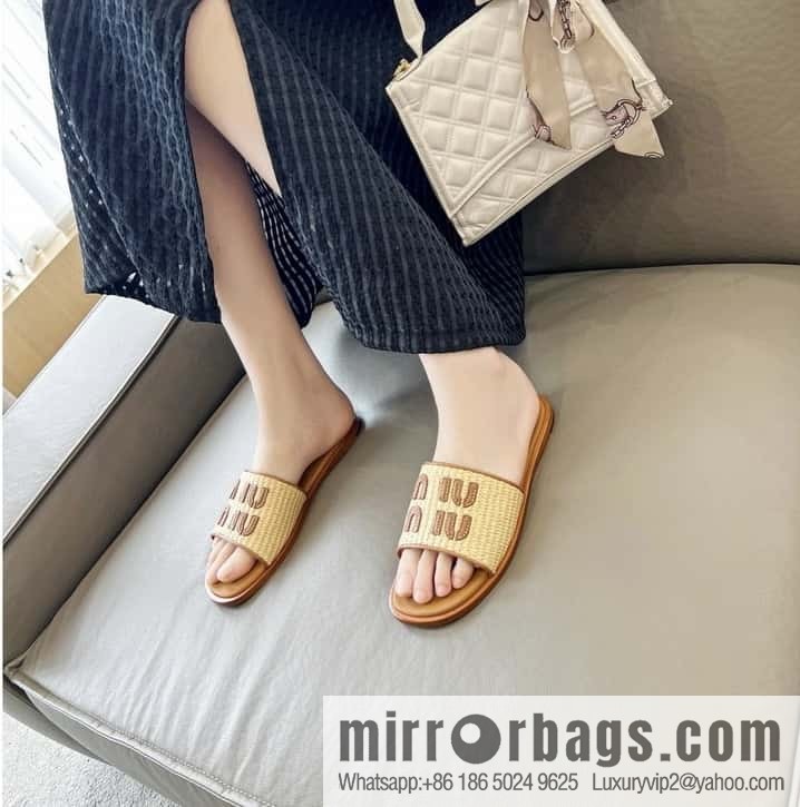 Miao Miao | | Spring and summer raffia woven alphabet slippers