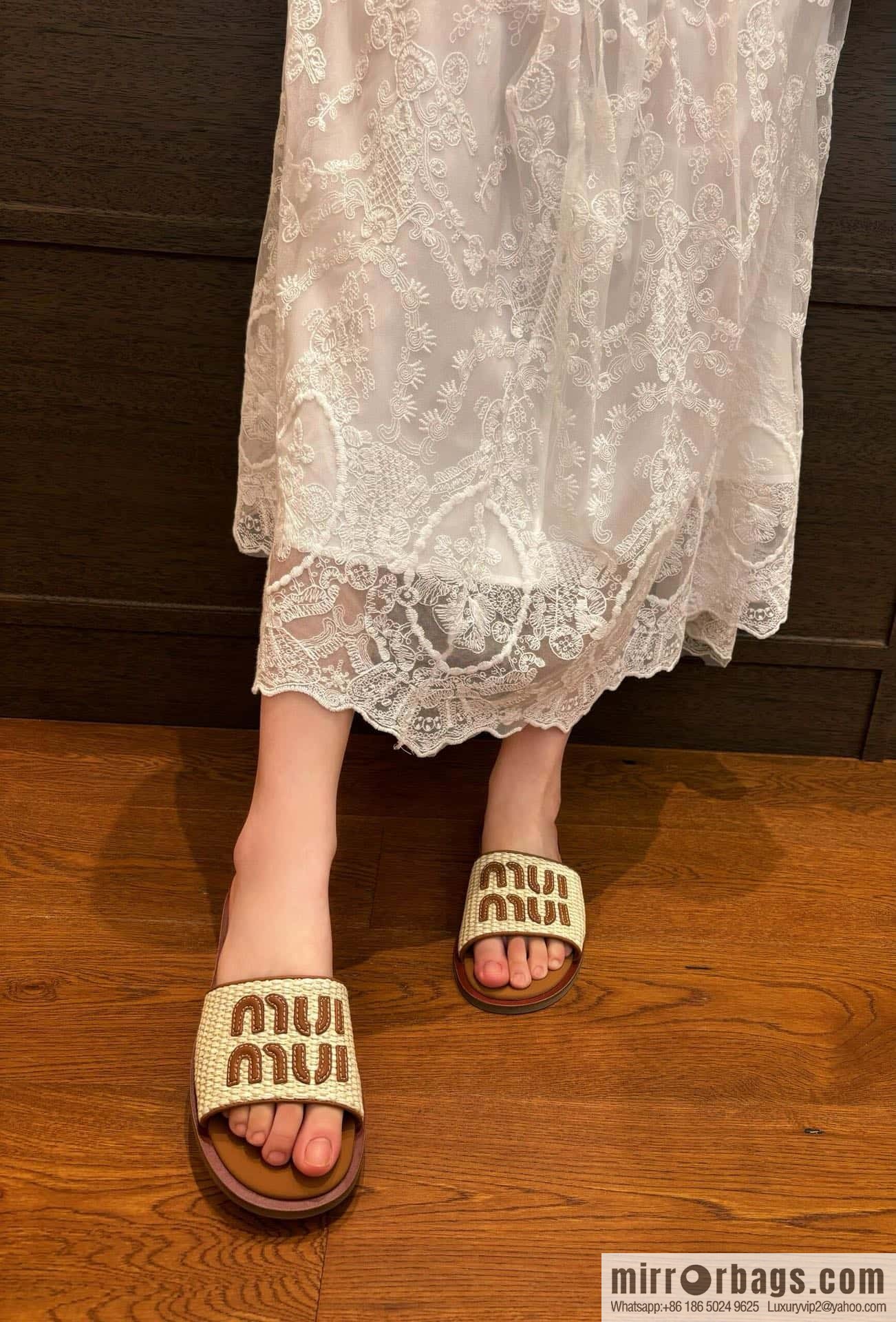 Miao Miao | | Spring and summer raffia woven alphabet slippers