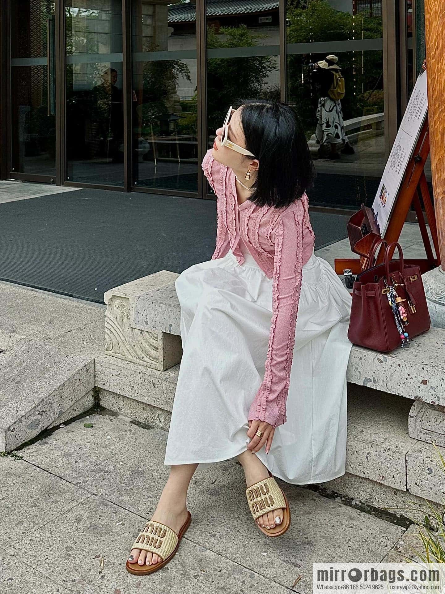 Miao Miao | | Spring and summer raffia woven alphabet slippers