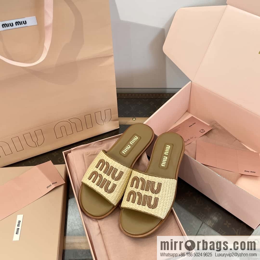 Miao Miao | | Spring and summer raffia woven alphabet slippers